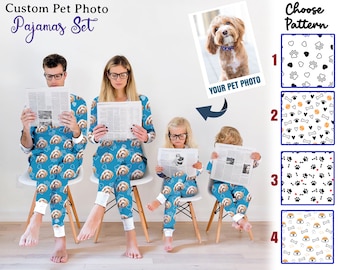Pigiama personalizzato con foto cane, idea regalo animale domestico personalizzato, pigiama viso animale domestico, regali per lui, amanti degli animali domestici, foto cane Pjs, regalo festa della mamma