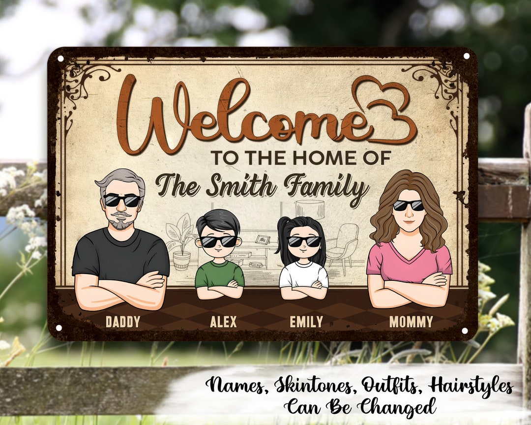 Welcome to the Home of - Family Personalized Custom Home Decor Metal ...