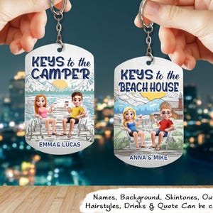 Paar sleutels tot The Lake House Beach House - gepersonaliseerde aluminium sleutelhanger, sleutels tot The Beach House, vakantiehuis, sleutelhanger Lake House