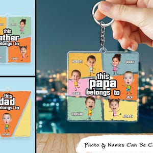 Kundenspezifisches Foto dieser Papa gehört Spaß-Vater-Großvater - personalisierter Acryl-Schlüsselanhänger, bester Opa aller Zeiten, Opa-Vater-Tagesgeschenk, Geschenk für Papa