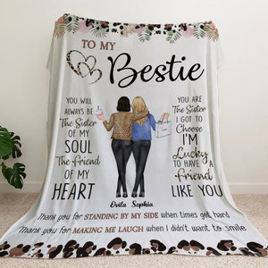 Thank You For Standing By My Side Friendship Personalized Custom Fleece Blanket Best Friend Blanket, Custom Name Blanket, Gift For Besties image 2