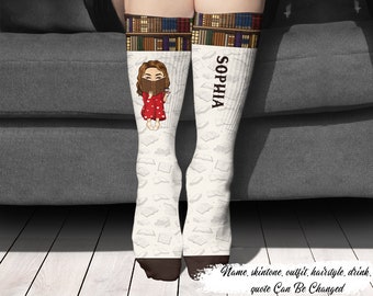 I'm Reading - Gift For Book Lovers - Personalized Socks, Custom Name Socks, Funny socks saying, Gifts for bookworms, Funny Reading Socks