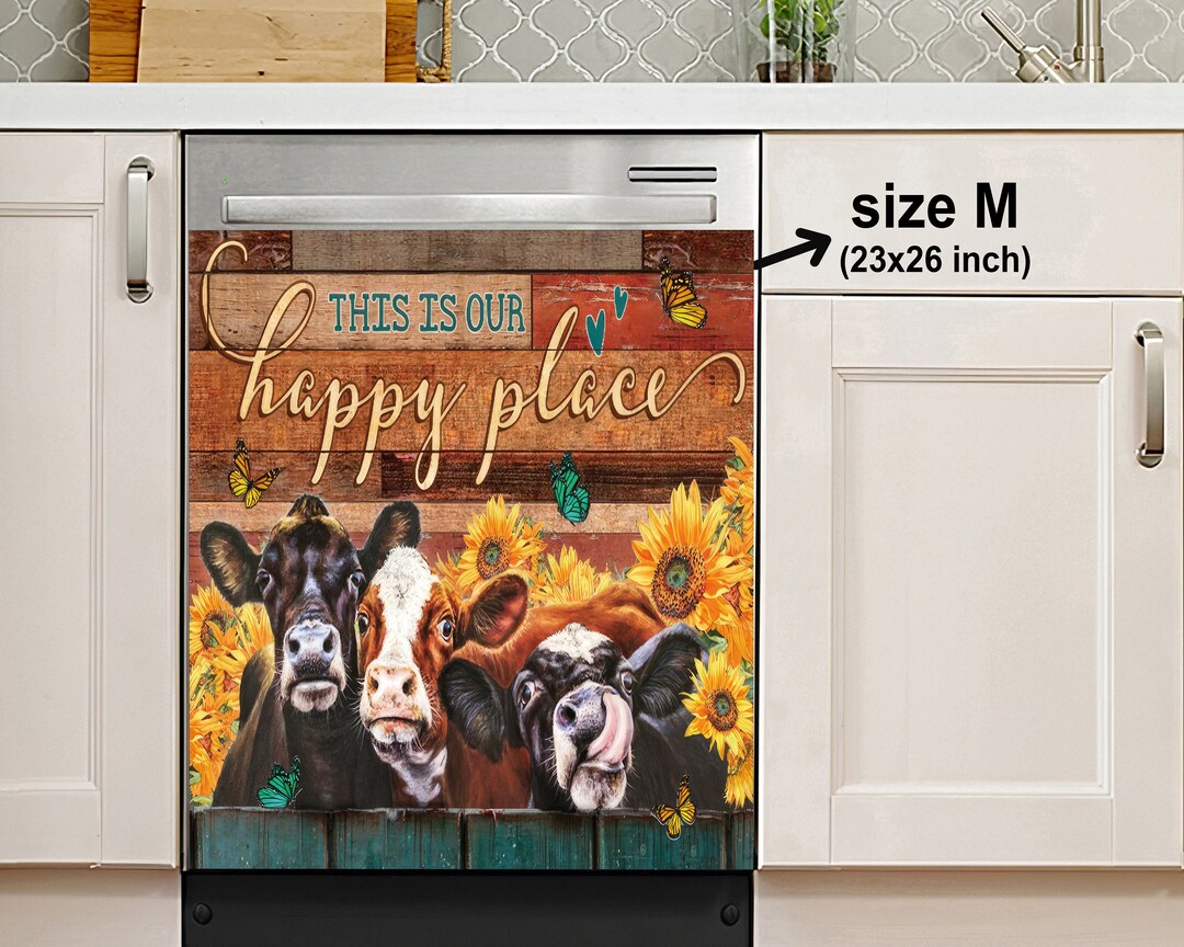 Cow Farm Decor Kitchen Dishwasher Cover This is Our Happy Place