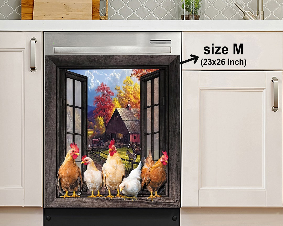 Chicken Dishwasher Decal,farm Rooster Dishwasher Cover