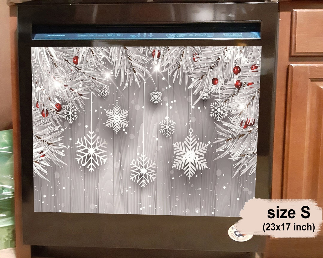 Silver Snowflake Dishwasher Cover, Dishwasher Cover, Sticker