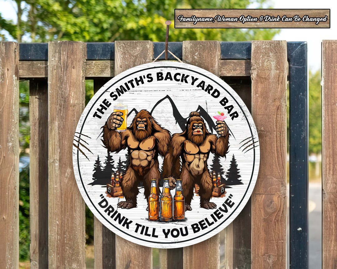 Backyard Bar Drink Till You Believe-personalized Round Wood Sign,custom ...
