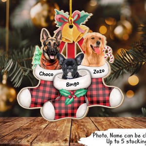 Custom Stocking Pet Photo Personalized Wooden Ornament, Gift For Christmas, Dog Cat Christmas Ornament, Custom Wooden Stocking Decoration