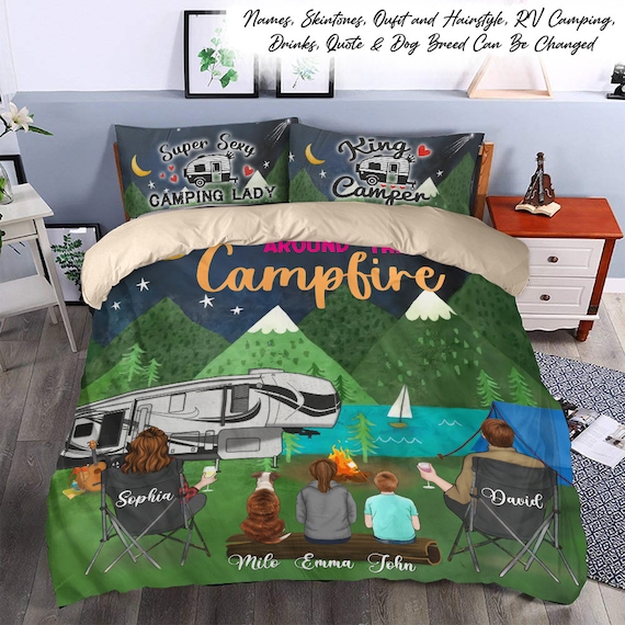 Life is Better Around the Campfire Camping Personalized Camping Quilt Bed Sets Gift for Family Camping Lover Anniversary Birthday Gift Etsy
