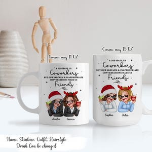 A Job Made Us Coworkers Personalized Mug, Funny Christmas Gift For Colleagues, Work Besties, Colleague Leaving, Coworker Leaving Gift