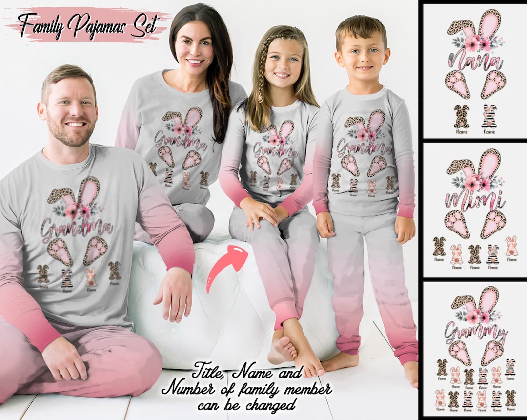 Customized Pajama Set, Custom Easter With Little Bunnies Pajamas