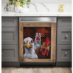 Dishwasher Magnet Cover, Rooster Farm, Stickers, Chicken lovers, Funny Chicken Farm Gift, housewarming gifts, Home Decor, Mother's day gift