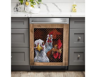 Vaatwasser Magneet Cover, Rooster Farm, Stickers, Kip liefhebbers, Funny Chicken Farm Gift, housewarming geschenken, Home Decor, Moederdag cadeau