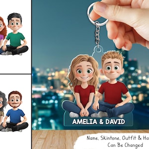 Love Is Our Heartbeat - Couple Personalized Custom Shaped Acrylic Keychain - Gift For Husband Wife, Anniversary, Valentines Gifts for Couple