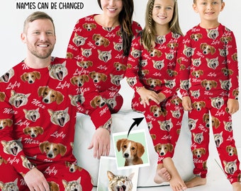 Customized Pajama Set, Custom Dog and Cat Photo Pajamas, Custom Name, Matching Family Pajamas Set, Faces Pajamas, Funny pjs, Pet Face Pajama