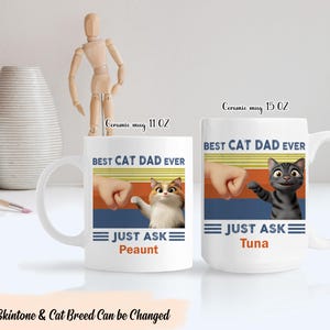 Best Cat Dad Cute Cartoon Funny Cats Personalized Mug, Gift for Cat Dad, Custom Cat Breed Mug, Gift For Cat Dad, Cat Lover Mug, Cat Name Mug