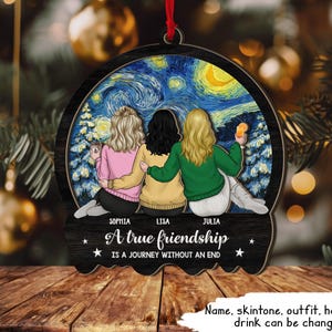 A True Friendship Custom 2 Layers Wood Ornament - Personalized Best Friend Christmas Birthday Gifts For Women, Besties, Sisters, BFF