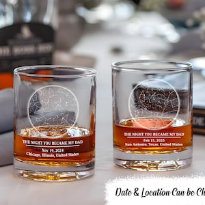 Carte des étoiles personnalisée par date, verre à vin personnalisé le jour où vous êtes devenu mon père, cadeau de fête des pères pour papa, cadeau pour mari, cadeau papa significatif