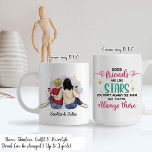 Gepersonaliseerde goede vrienden sterren beste vriend cadeau voor verjaardag lange afstand mok, grappige bestie koffiekopje, aangepaste mok beste vriend zus