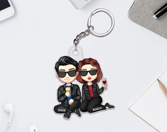 Couple Keys Holder Keychains Hanger For Couple Cartoon Acrylic Refrigerator Entry Door Decor Pendant Key Accessory Home Decor