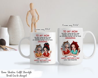 To My Mom Mother Grandma Happy Mother's Day Personalized Mug, Anniversary Gift From Daughter, Mothers Day Gift Mug, Birthday Gift For Her