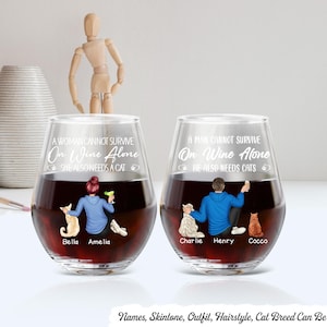 A Woman Cannot Survive On Wine Alone Cat Mom - Personalized Stemless Wine Glass, Personalized Cat Glass, Custom Cat Glass, Cat Mom Gift 2025
