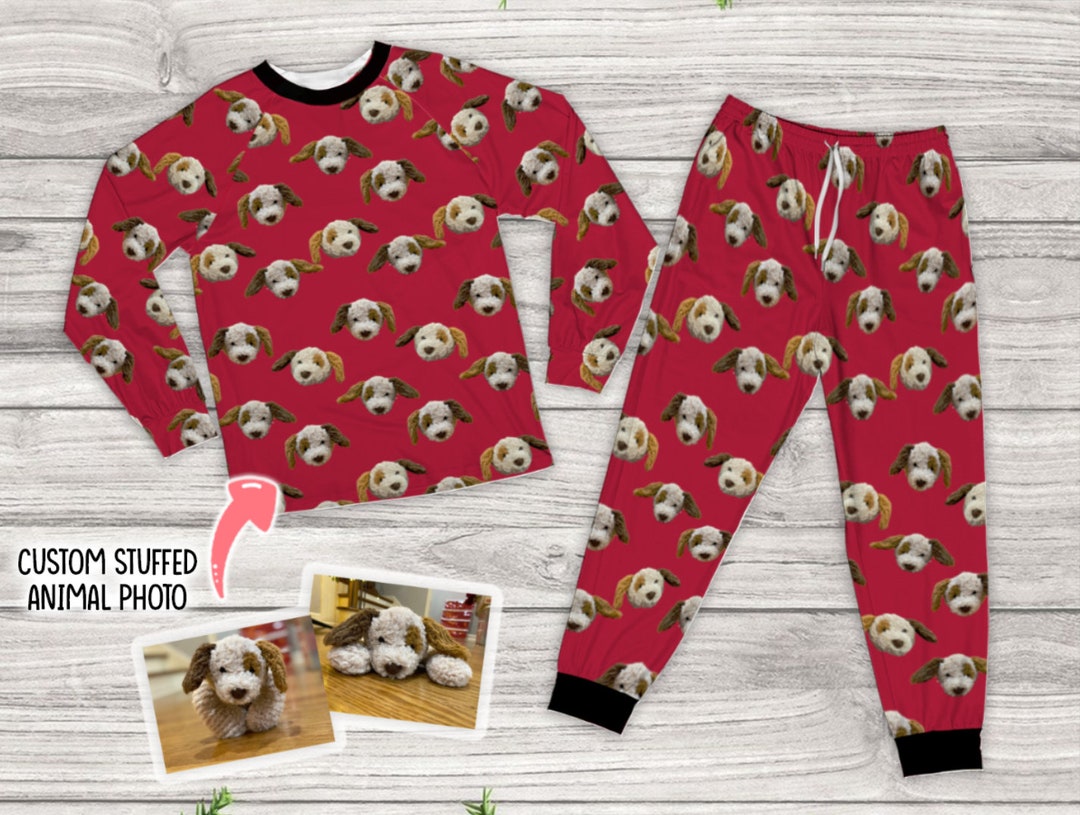 Customized Pajama Set, Custom Stuffed Animal Photo Pajamas, Matching