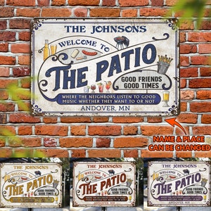 Personalized welcome to the Patio Sign, Metal Outdoor Sign, Patio Sign, Housewarming Gift, Welcome to Our Patio, Minimalist Wall Decor