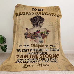 To My Badass Daughter Blanket Customized Text Fleece Blanket Personalized Blanket, Graduation Gift, Inspirational Gift, Birthday Gift image 2