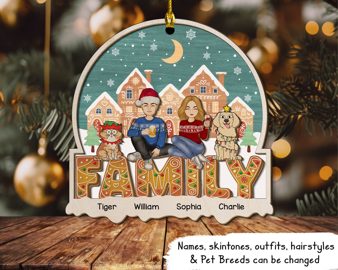 Cartoon Family And Pet Gingerbread Cookies - Personalized 2-Layered Wo – Wander Prints