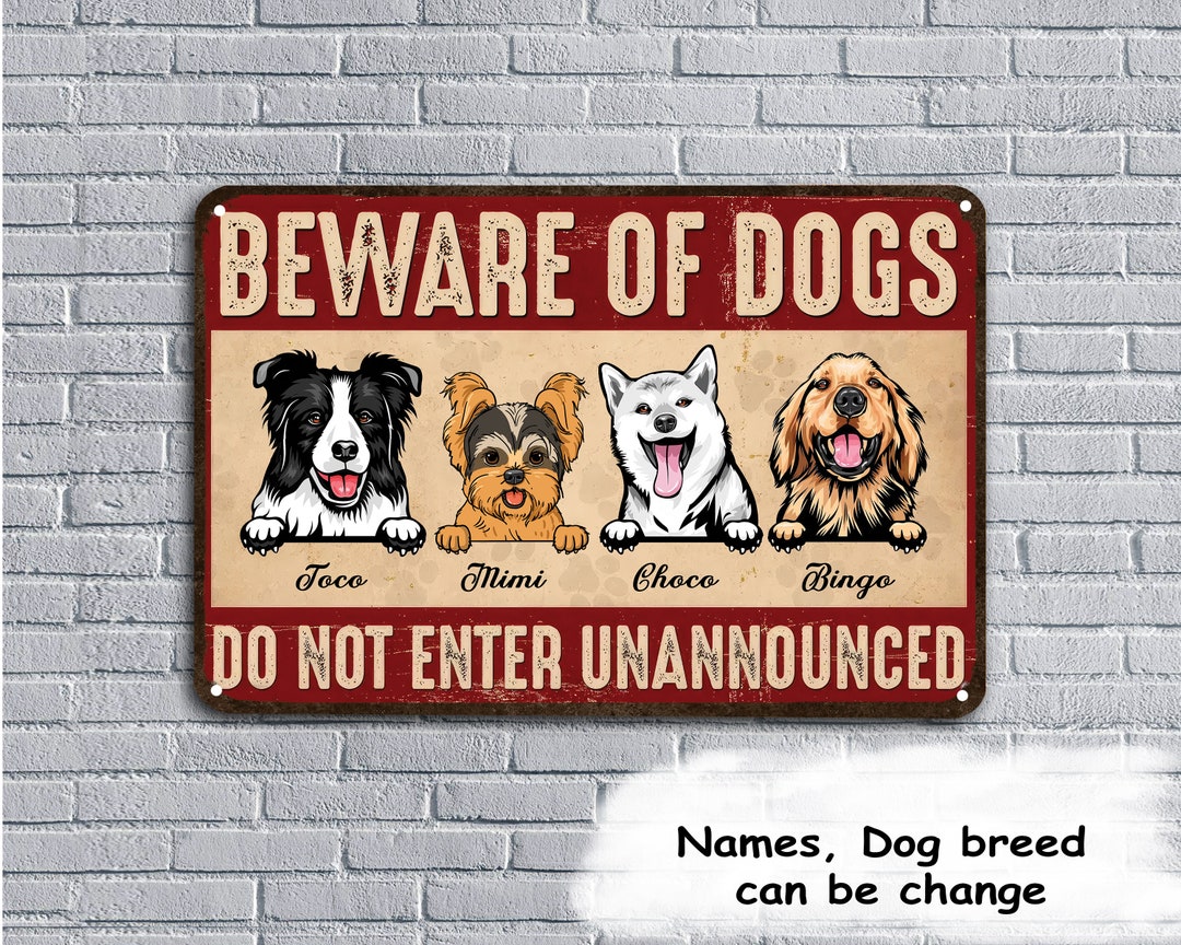 Beware of Dogs Personalized Metal Sign Custom Beware of Dog Sign