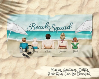 Beach Squad - Gift For Family, Dad, Mom, Couple - Personalized Beach Towel - Birthday,Funny Gift Couples,Parents,Family - Custom Beach Towel