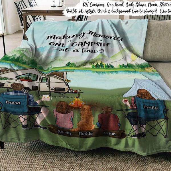 Custom Camping Blanket - Life Is Better At Campfire, Camping Couple With Dogs Blanket, Custom RV Camping Car, Camper Partner Gift
