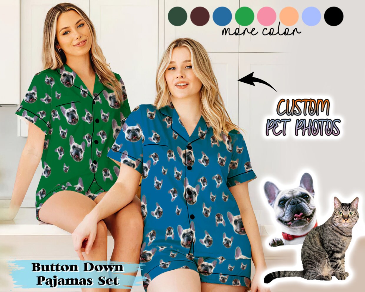 Short Sleeves Pajama Etsy Canada