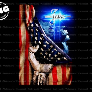 Christian Cross American Flag, Jesus Lion Lover, Funny png, Sublimation Design, PNG, Christmas png, T Shirt Design Download, gift for men