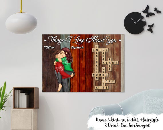 Kreuzwortrtsel Scrabble Dinge, die ich an Ihnen Paar liebe -  Personalisierte 2-Schicht-Holztafel mit Stnder, herzliche Dekoration fr  Paare - Etsy.de