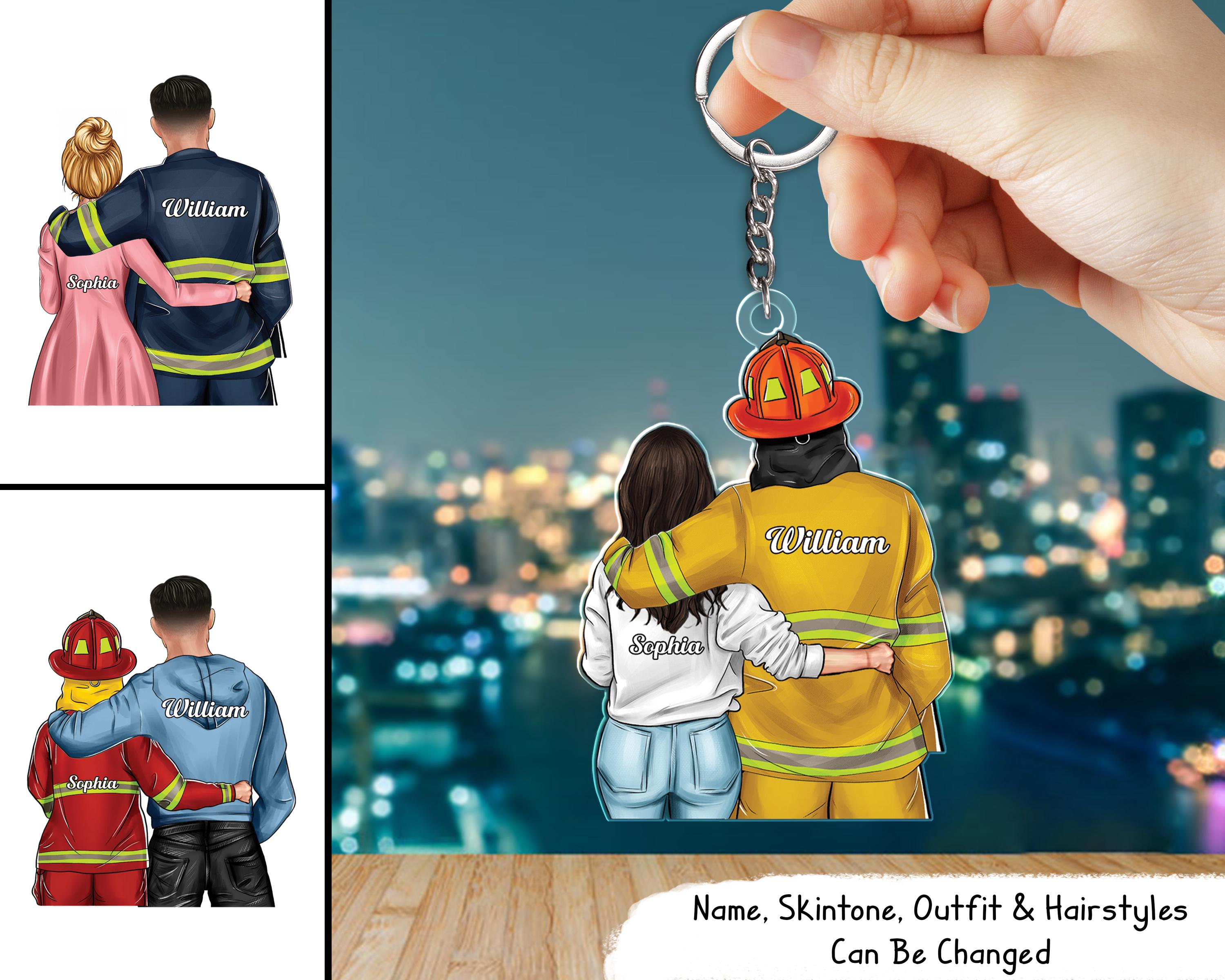 Personalized :: Personalized Firefighter Gift, Firefighter Gift Keychain Set, Firefighter Wife, Firefighter Girlfriend, Maltese Cross, Always Come Home, 247
