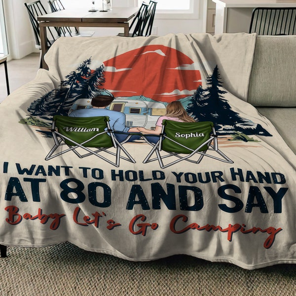 Baby Let's Go Camping - Gift For Couples - Personalized Fleece Blanket, Camping Couple Blanket, Custom RV Camping Car, Camper Partner Gift