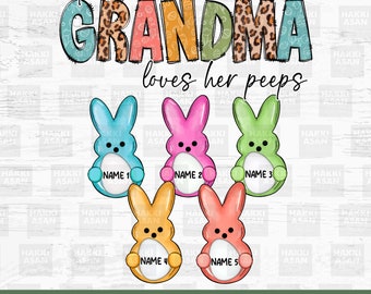 Cette grand-mère aime ses images préférées au format png, les images préférées de grand-mère pour Pâques, Pâques de grand-mère avec le nom de ses petits-enfants, le jour de Pâques png