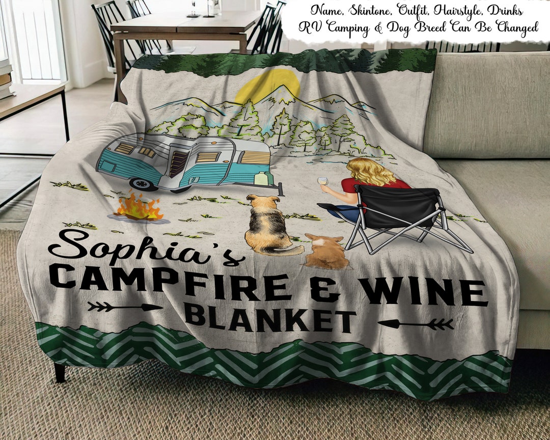 Personalized Camping Quilt Blanket - Gift Idea For Camping Lovers - Couple/Up to 4 Kids And 4 Pets