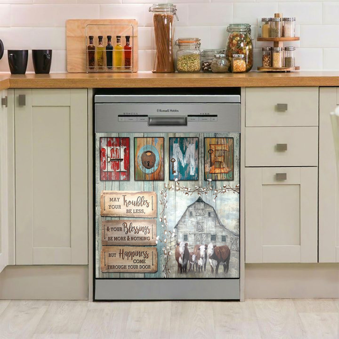 HOME Farm Cow Vintage Dishwasher Cover, Dishwasher Cover