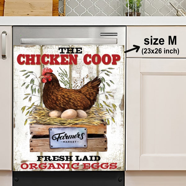 Farmhouse Chicken Coop Sign Country Farm Dishwasher Cover, Dishwasher Magnet Cover, Sticker, Housewarming Gifts, Kitchen Decor, Gift For Mom