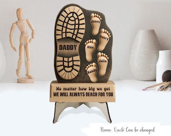 Your Footsteps Lead Our Way - Family Personalized Custom Shaped 2-Layered Wooden Plaque With Flat Stand - Father's Day, House Warming Gift