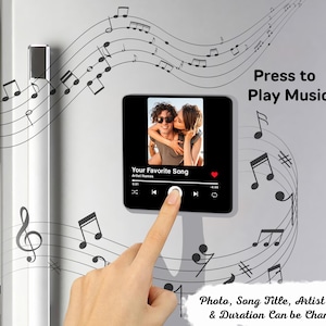 Custom Photo And Song Music Fridge Magnet, Personalized Magnet That Can Play Songs, Gifts for Valentine Anniversary, Music Lovers Gift