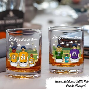 Daddy&#39;s Dream Team - Personalized Whiskey Glass, Birthday Father&#39;s Day Gift For Baseball Dad Grandpa Husband, Baseball Lover,Baseball Player