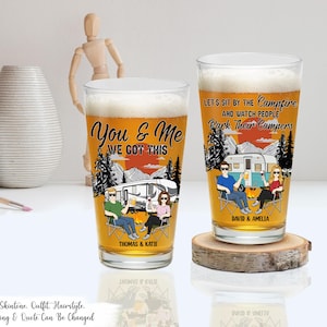 Let&#39;s Sit By The Campfire Camping - Personalized Beer Glass,Personalized Cabin Glass,Cabin Life,Lake Mountain Beer Glass,Campfire Relaxation