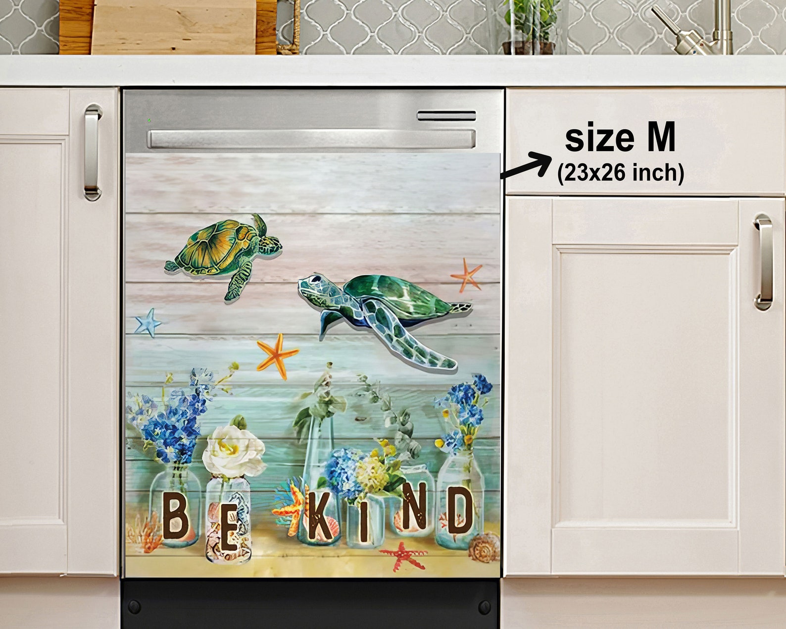 Turtle Kitchen Accessory Sea Turtle Be Kind Decor Kitchen Dishwasher Cover Ocean Turtle Lovers ...