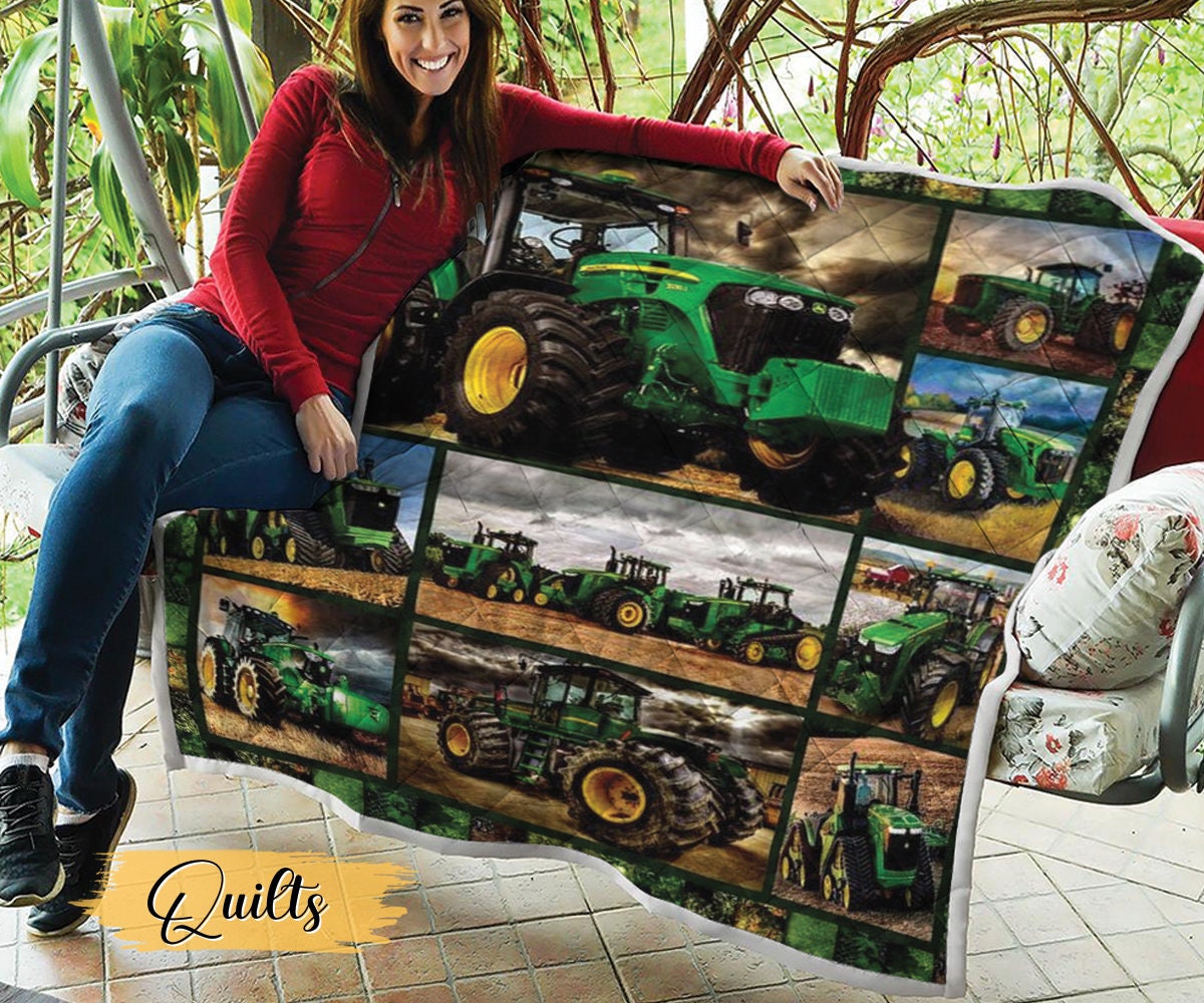 Tractor Quilt Blanket Quilts Farming Lover Gift for Men Etsy