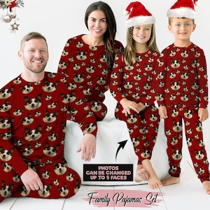 Customized Pajama Set, Custom Dog Photo Pajamas, Matching Family Pajamas Set, Gifts for him, Pet Face Pajamas, Faces Pajamas, Funny Pajamas