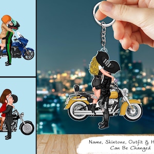 Kissing Doll Motorcycle Keychain