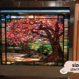 Stained Glass Weeping Cherry Tree Dishwasher Cover, Dishwasher Magnet Cover, Sticker, Housewarming Gifts, Kitchen Decor, Gift For Mom image 2